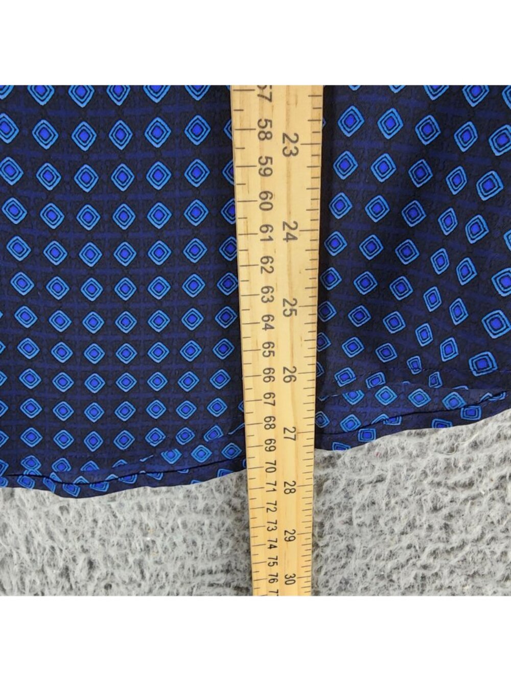 Express Womens Large Blue Diamond Print Long Sleeve Button Up - Picture 6 of 11